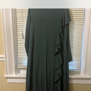 Elegant Green Ruffle Dress/Abaya